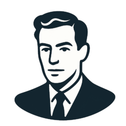Vector portrait icon used for the Neville Goddard AI bot; two-tone navy and white, transparent background.